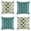 Collection of 4 cushions with blue and yellow pattern