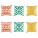 Colourful teal yellow and pink tone reba cushion collection