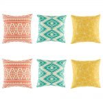 Colourful teal yellow and pink tone reba cushion collection
