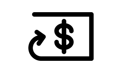 Icon for refunds money return arrow