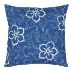 45x45cm outdoor cotton linen cushion with blue floral pattern