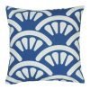 45x45cm outdoor cotton linen cushion with blue and white fan design