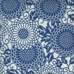 Close up of floral blue and white cotton linen cushion cover