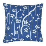 45x45cm cotton linen cushion with white and blue colours