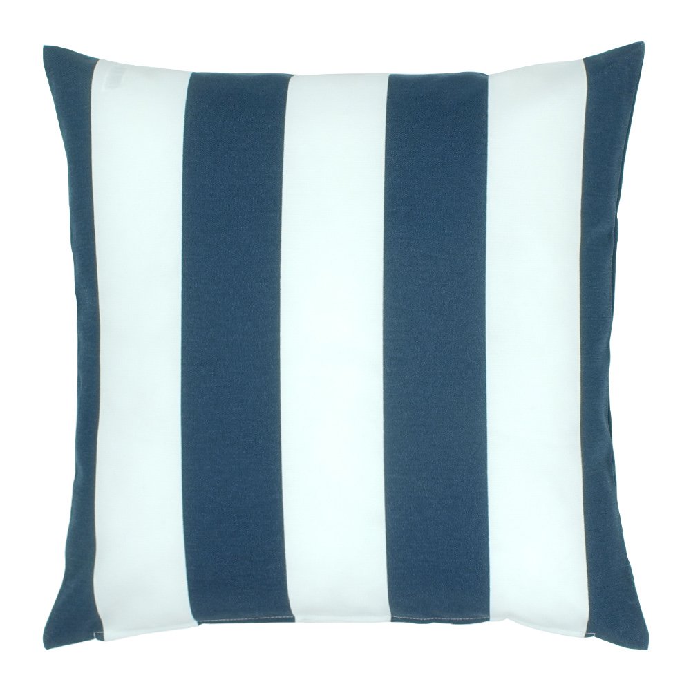 Outdoor cushion cover with navy blue and white striped colours