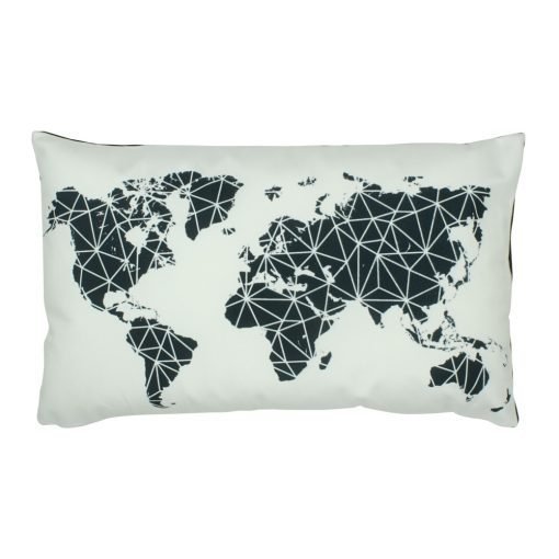 Travel map inspired rectangular velvet cushion cover