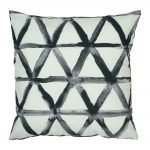 Modern velvet cushion cover with black and white triangles design