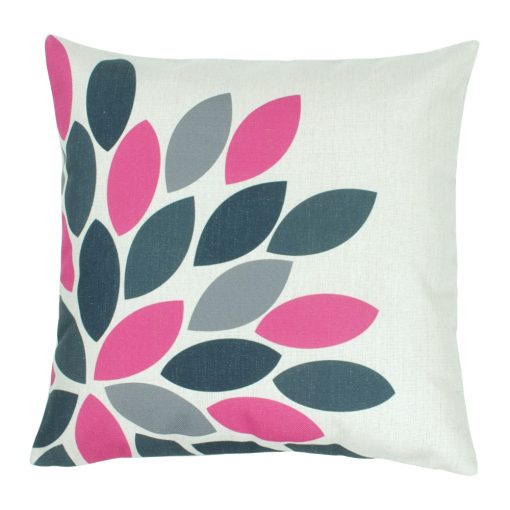 Square cotton linen cushion cover with bird and flowers pattern