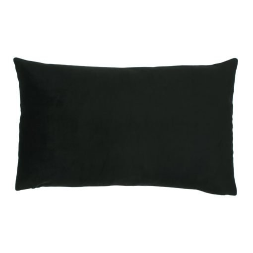 Rectangular black velvet outdoor cushion back view
