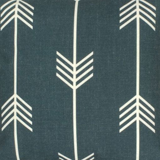 Close up of outdoor cotton linen cushion with arrow design