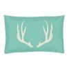Rectangular tifanny blue and white linen cushions with stag design