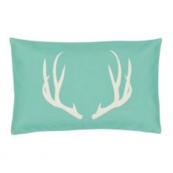 Rectangular tifanny blue and white linen cushions with stag design