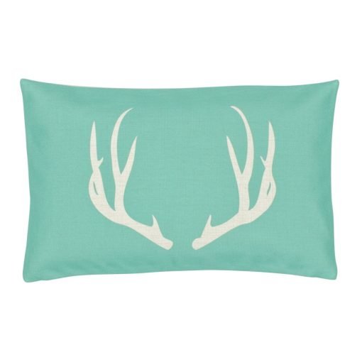 Rectangular tifanny blue and white linen cushions with stag design