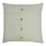 Square Beige Cable Knitted Cushion Cover 50cm x 50cm With Buttons