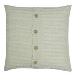 Square Beige Cable Knitted Cushion Cover 50cm x 50cm With Buttons