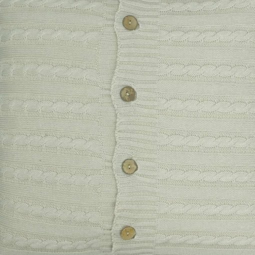 CLoseup Image of Square Beige Cable Knit Cushion Cover 50cm x 50cm With Buttons