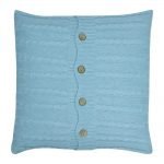 Square Blue Knitted Cushion Cover 50cm x 50cm WIth Buttons