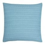 Back Image of Square Blue Cable Knit Cushion Cover 50cm x 50cm WIth Buttons