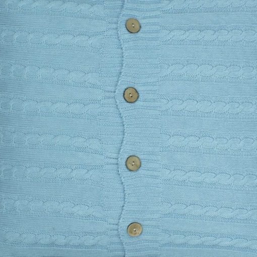 Closeup Square Blue Cable Knit Cushion Cover 50cm x 50cm WIth Buttons