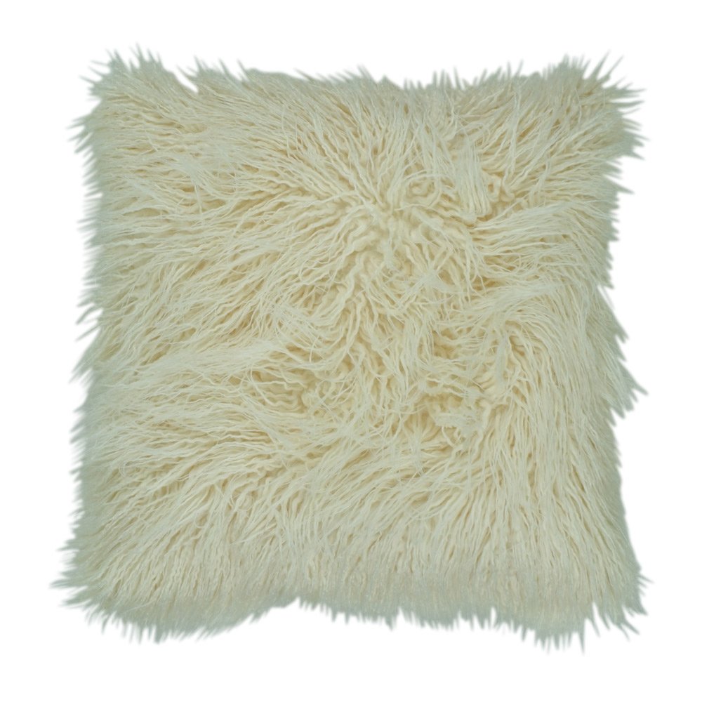 45cm x 45cm Cream Square Fur Cushion Cover