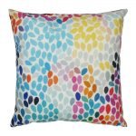 Square velvet cushion with rainbow colour leaves
