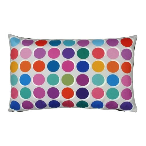 Rectangular colourful polka dot outdoor velvet cushion