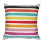 Square multi-colored striped velvet cushion cover