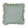 Back of 45cm x 45cm Ecru Square Fur Cushion Cover With Zipper