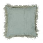 Back of 45cm x 45cm Ecru Square Fur Cushion Cover With Zipper