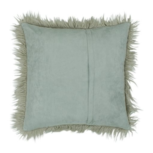 Back of 45cm x 45cm Ecru Square Fur Cushion Cover With Zipper