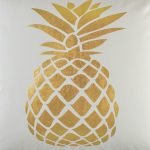 Closeup image of Square Cushion Cover 45x45cm With Gold Pinapple pattern