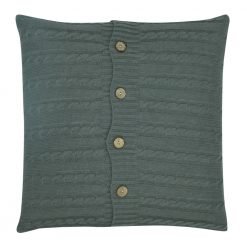 Grey Cable Knitted Cushion Cover 50cm x 50cm With Buttons