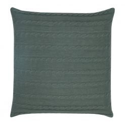 Back Image of Grey Cable Knit Cushion Cover 50cm x 50cm With Buttons