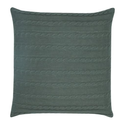 Back Image of Grey Cable Knit Cushion Cover 50cm x 50cm With Buttons