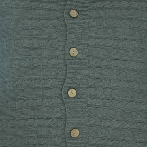 Closeup Image of Grey Cable Knit Cushion Cover 50cm x 50cm With Buttons