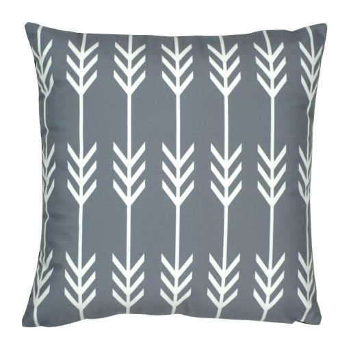 45x45cm grey velvet cushion with white arrows pattern
