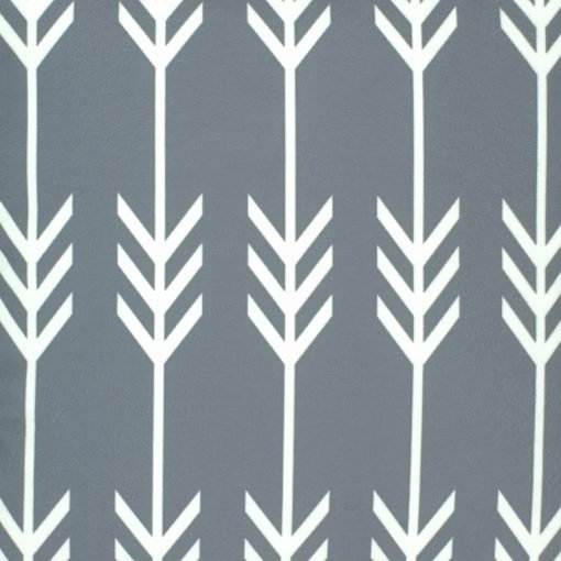 Close up of grey velvet cushion cover with arrows