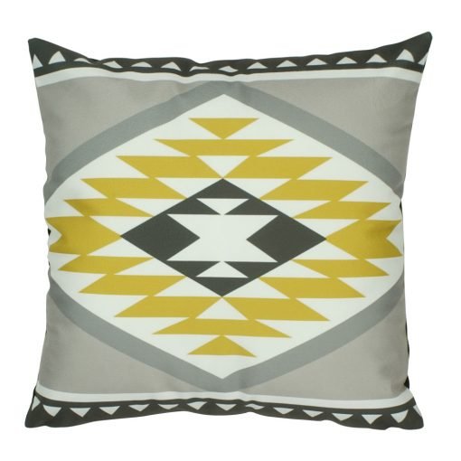 45x45cm cushion with grey, white and yellow velvet Aztec pattern