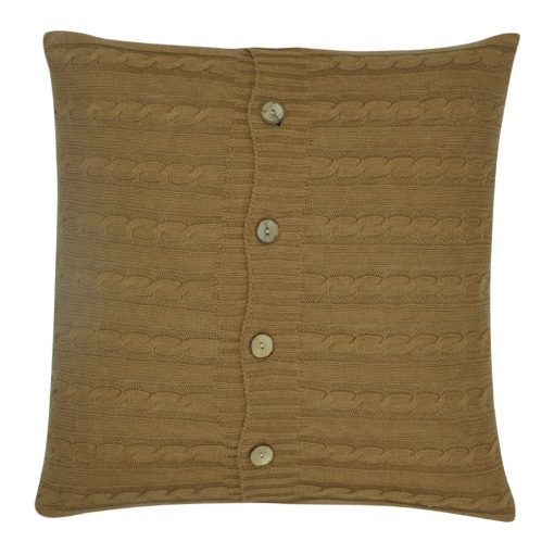 Light Brown Knitted Cushion Cover 50cm x 50cm WIth Buttons