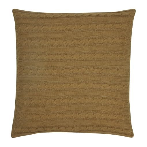 Back Image of Light Brown Cable Knit Cushion Cover 50cm x 50cm WIth Buttons