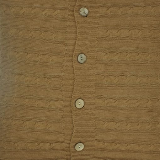 CLoseup Image of Light Brown Cable Knit Cushion Cover 50cm x 50cm WIth Buttons