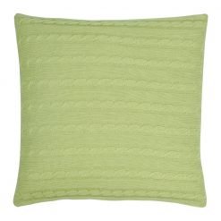 Back Image of Square Light Green Cable Knit Cushion Cover 50cm x 50cm WIth Buttons