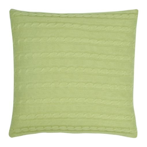 Back Image of Square Light Green Cable Knit Cushion Cover 50cm x 50cm WIth Buttons