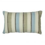 Rectangular cotton linen cushion with pastel blue stripe print