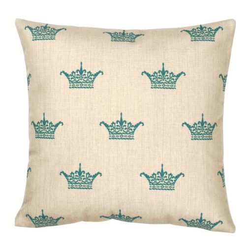 Square Cushion Cover 45x45cm With Blue Crown Pattern