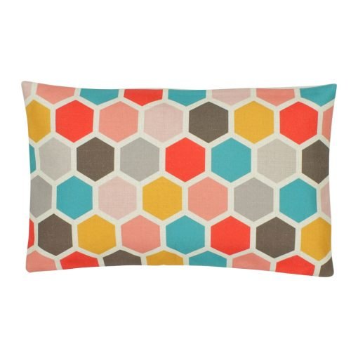 Multi Colour Rectangular Cushion Cover 30x50cm With Hexagon Pattern