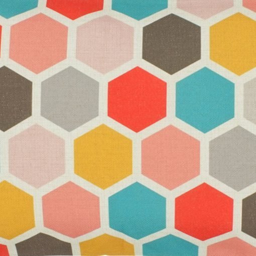 Closeup Image of Multi Colour Rectangular Cushion Cover 30x50cm With Hexagon Pattern