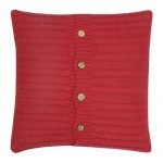 Square Maroon Cable Knit Cushion Cover 50cm x 50cm With Buttons