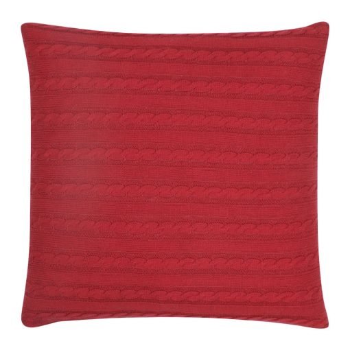 Back Image of Square Maroon Cable Knit Cushion Cover 50cm x 50cm With Buttons