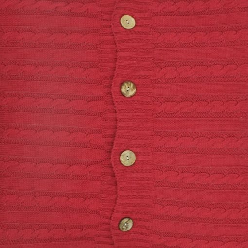 Closeup Image of Square Maroon Cable Knit Cushion Cover 50cm x 50cm With Buttons